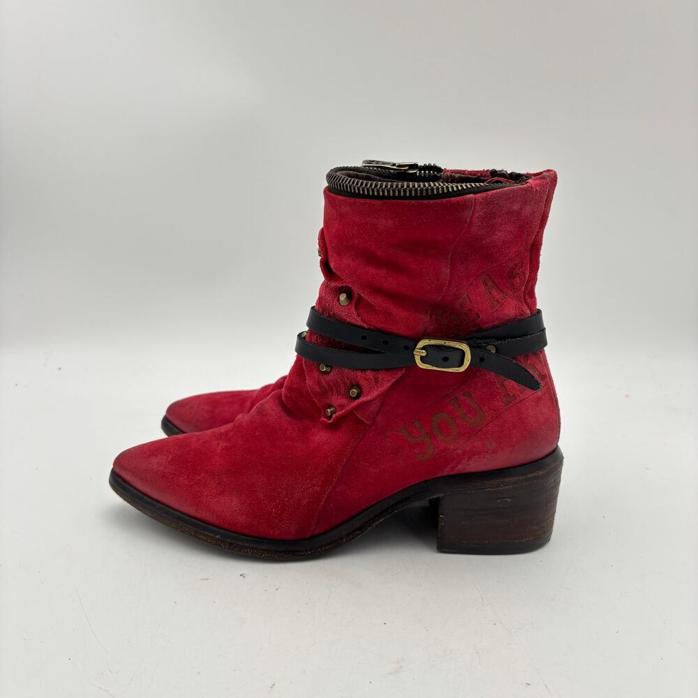 A.S.98 Hercegovina Buckle Zip Studded Suede Boots Women's 39 US 9 - Picture 5 of 14